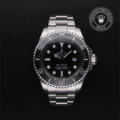 Rolex Certified Pre-owned Deep Sea M116660-0001 front on black background