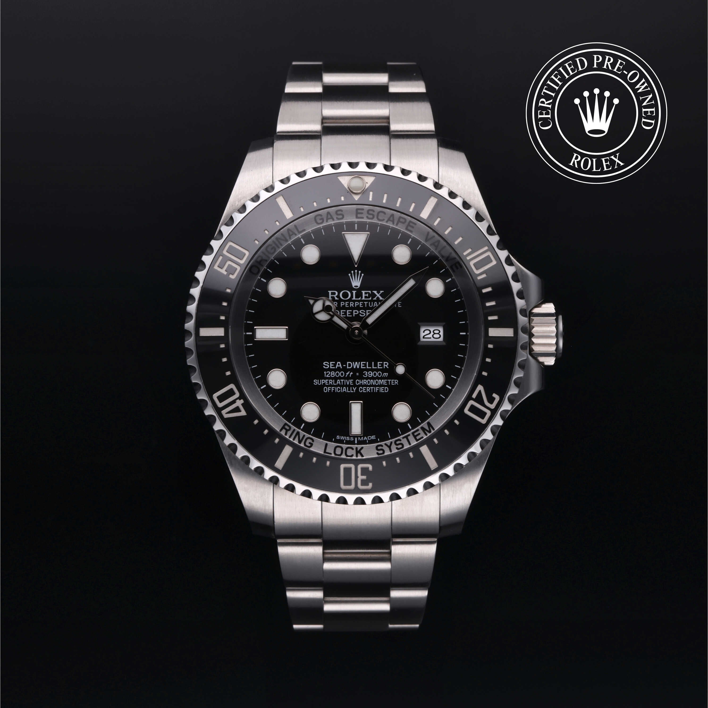 Rolex Certified Pre-owned Deep Sea M116660-0001 front on black background
