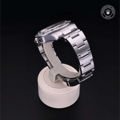 Rolex Certified Pre-owned Explorer II M216570-0001 front on black background