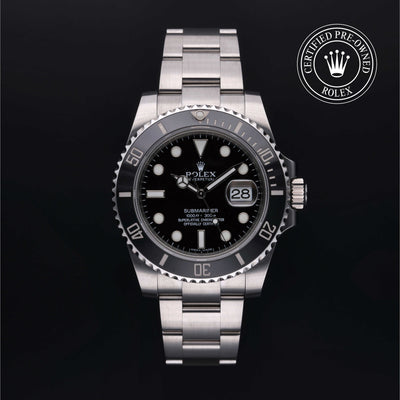 Rolex Certified Pre-owned Submariner Date M116610LN-0001 front on black background