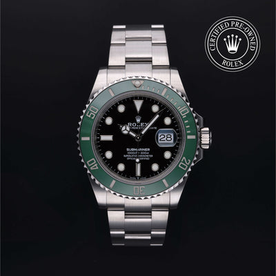 Rolex Certified Pre-owned Submariner Date M126610LV-0002 front on black background