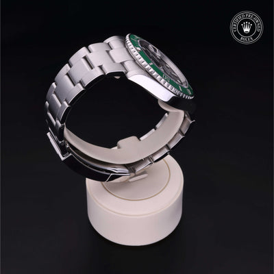 Rolex Certified Pre-owned Submariner Date M126610LV-0002 front on black background