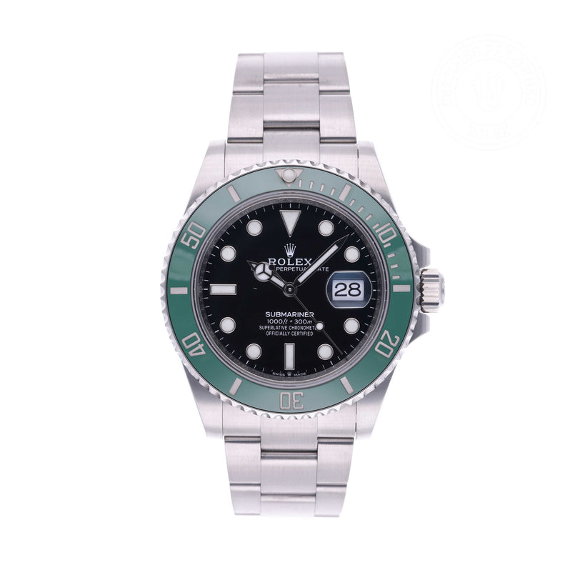 Rolex Certified Pre-owned Submariner Date M126610LV-0002 front on white background