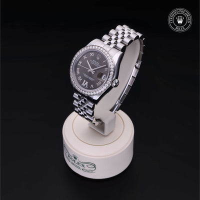 Rolex Certified Pre-owned Lady Datejust M178384-0011 front on black background