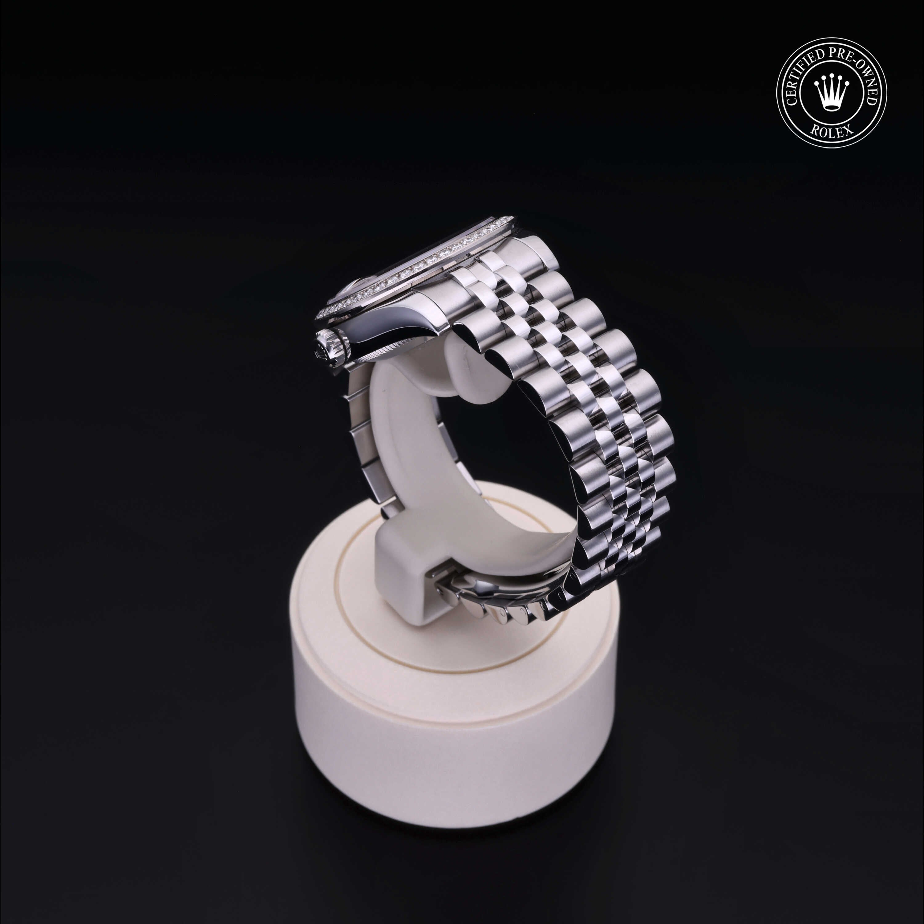 Rolex Certified Pre-owned Lady Datejust M178384-0011 front on black background