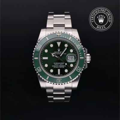 Rolex Certified Pre-owned Submariner Date M116610LV-0002 front on black background