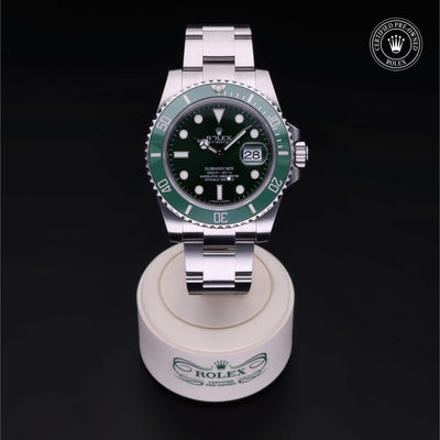 Rolex Certified Pre-owned Submariner Date M116610LV-0002 front on black background