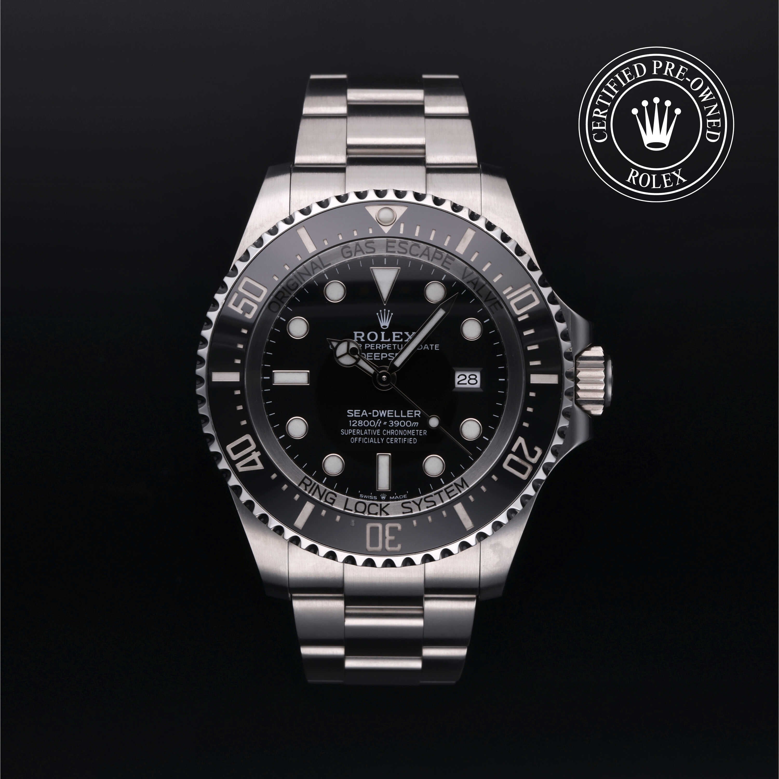 Rolex Certified Pre-owned Deep Sea M126660-0001 front on black background