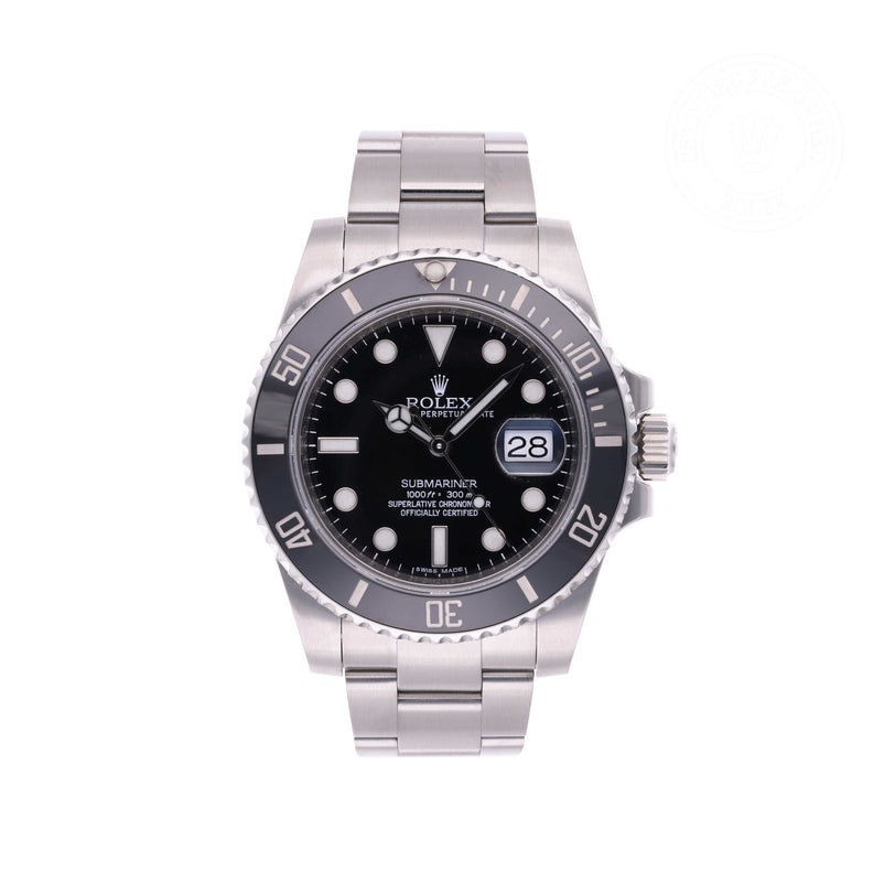 Rolex Certified Pre-owned Submariner M116610LN-0001 front on white background