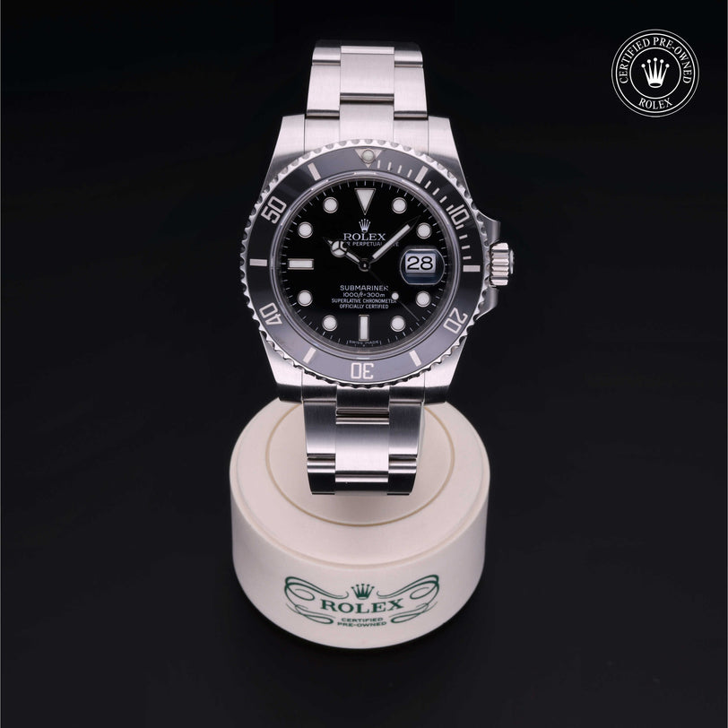Rolex Certified Pre-owned Submariner Date M116610LN-0001 front on black background