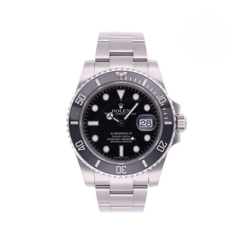 Rolex Certified Pre-owned Submariner Date M116610LN-0001 front on white background