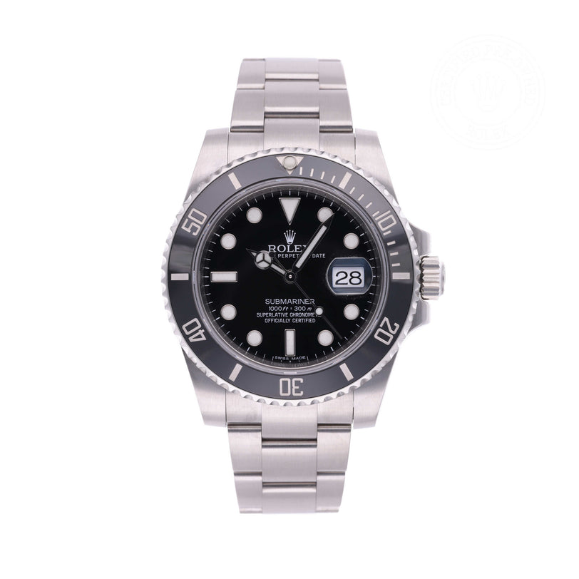 Rolex Certified Pre-owned Submariner Date M116610LN-0001 front on white background