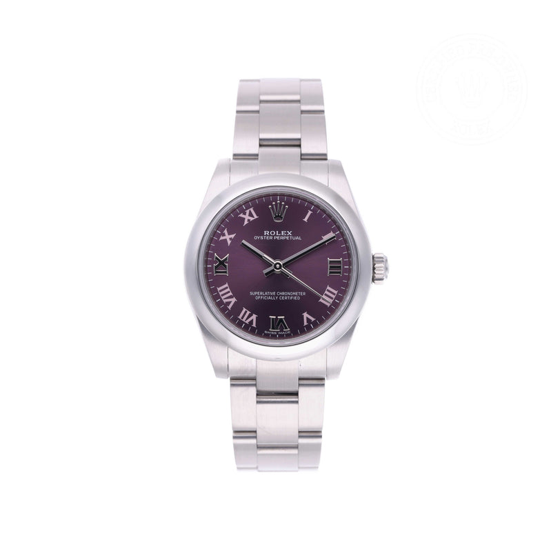 Rolex Certified Pre-owned Oyster Perpetual M177200-0017 front on white background