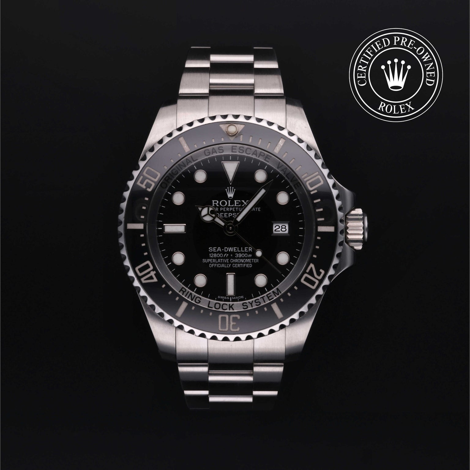 Rolex Certified Pre-owned Deep Sea M116660-0001 front on black background