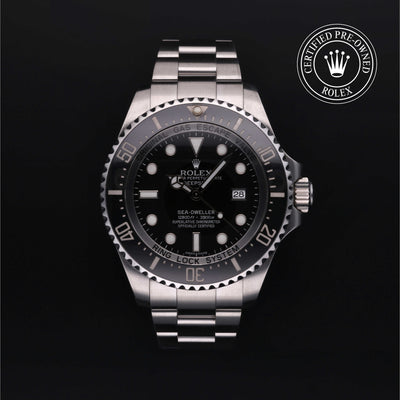 Rolex Certified Pre-owned Deep Sea M116660-0001 front on black background