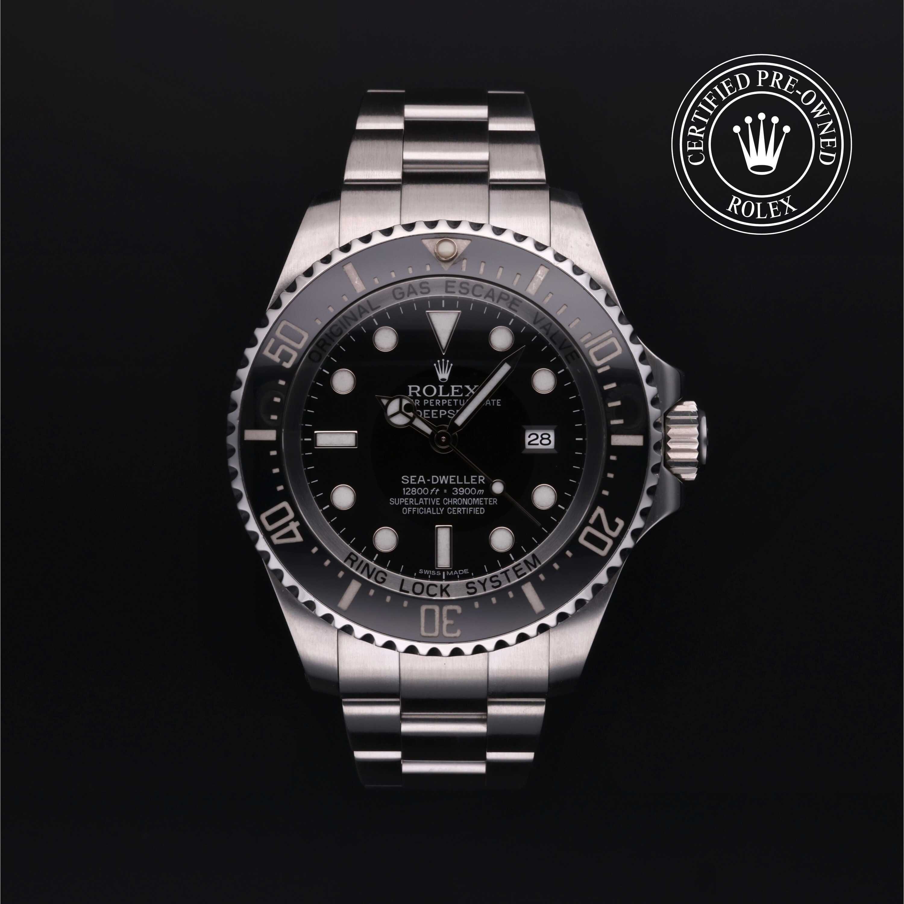 Rolex Certified Pre-owned Deep Sea M116660-0001 front on black background