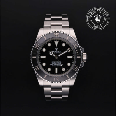 Rolex Certified Pre-owned Submariner Non Date M124060-0001 front on black background