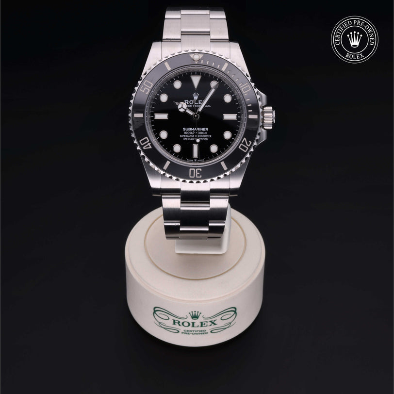 Rolex Certified Pre-owned Submariner Non Date M124060-0001 front on black background