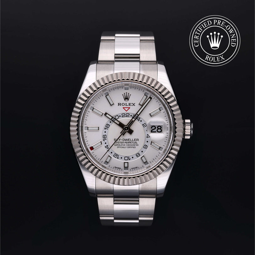 Rolex Certified Pre-owned Sky-Dweller M326934-0001 front on black background