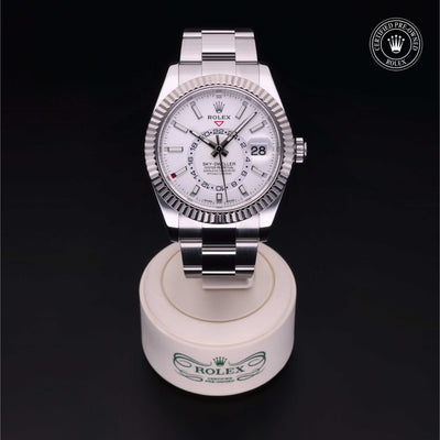 Rolex Certified Pre-owned Sky-Dweller M326934-0001 front on black background