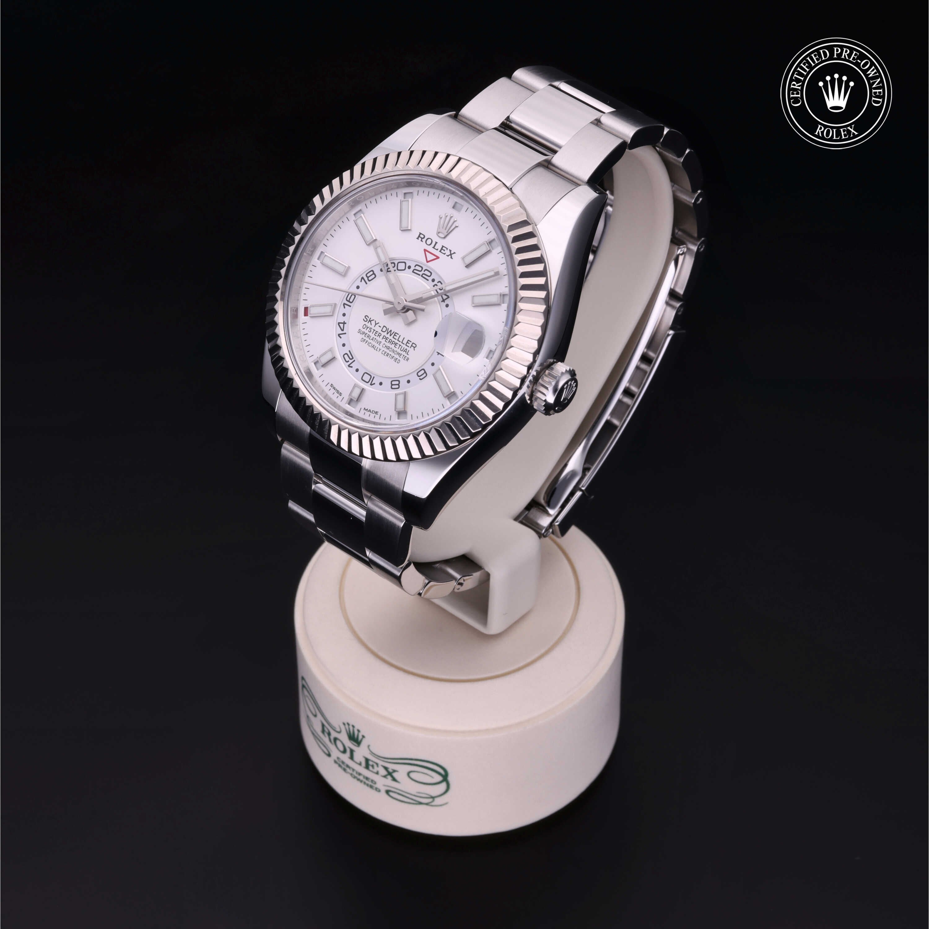 Rolex Certified Pre-owned Sky-Dweller M326934-0001 front on black background