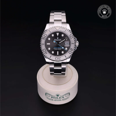 Rolex Certified Pre-owned Yacht-Master M268622-0002 front on black background