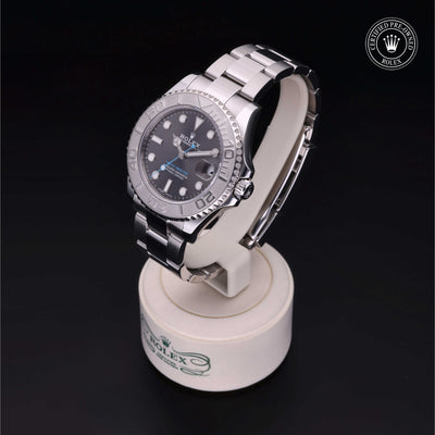 Rolex Certified Pre-owned Yacht-Master M268622-0002 front on black background