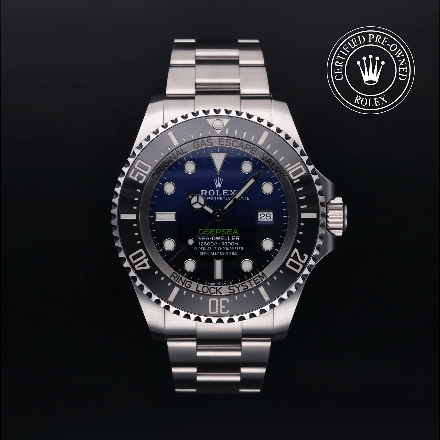 Rolex Certified Pre-owned Deep Sea M126660-0002 front on black background