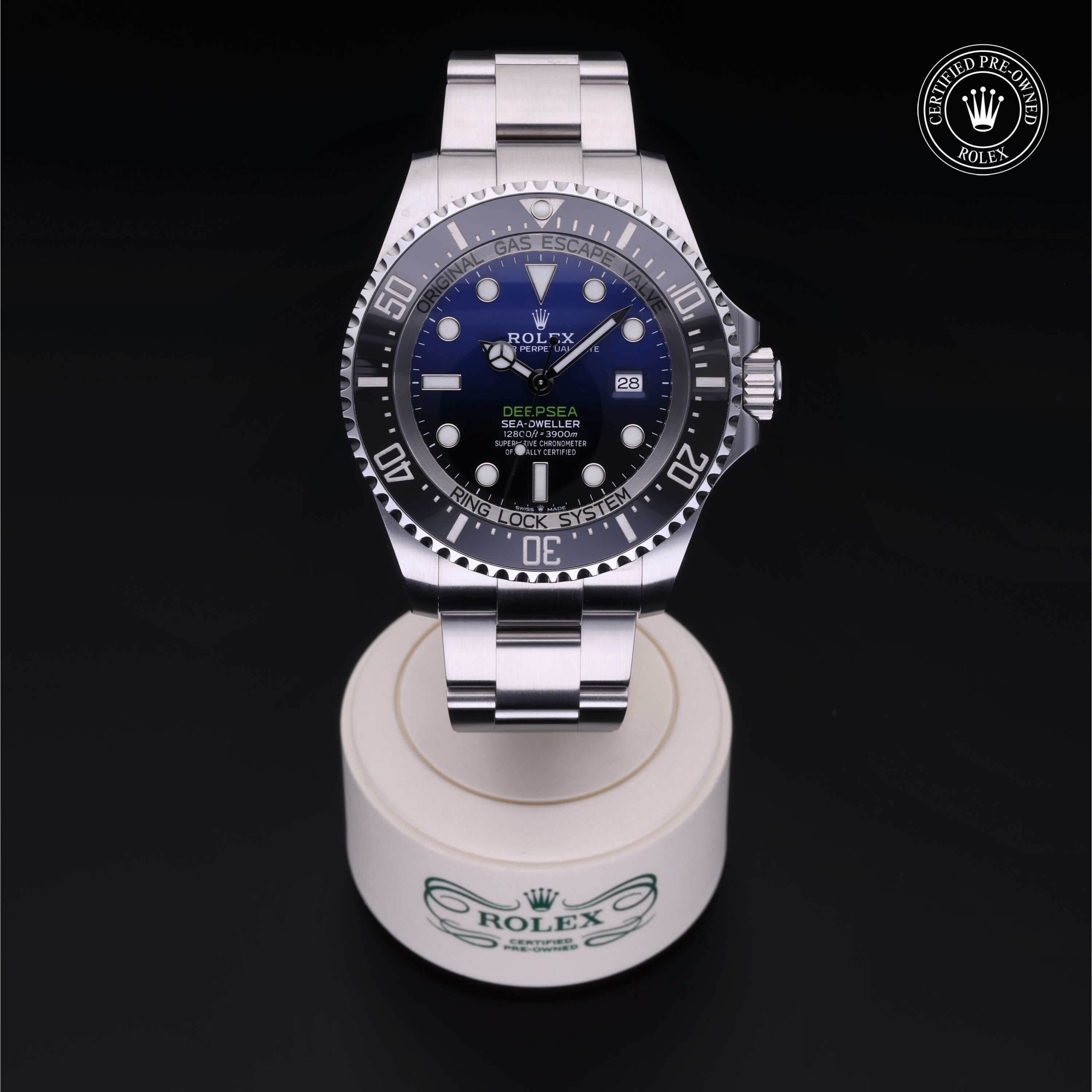 Rolex Certified Pre-owned Deep Sea M126660-0002 front on black background