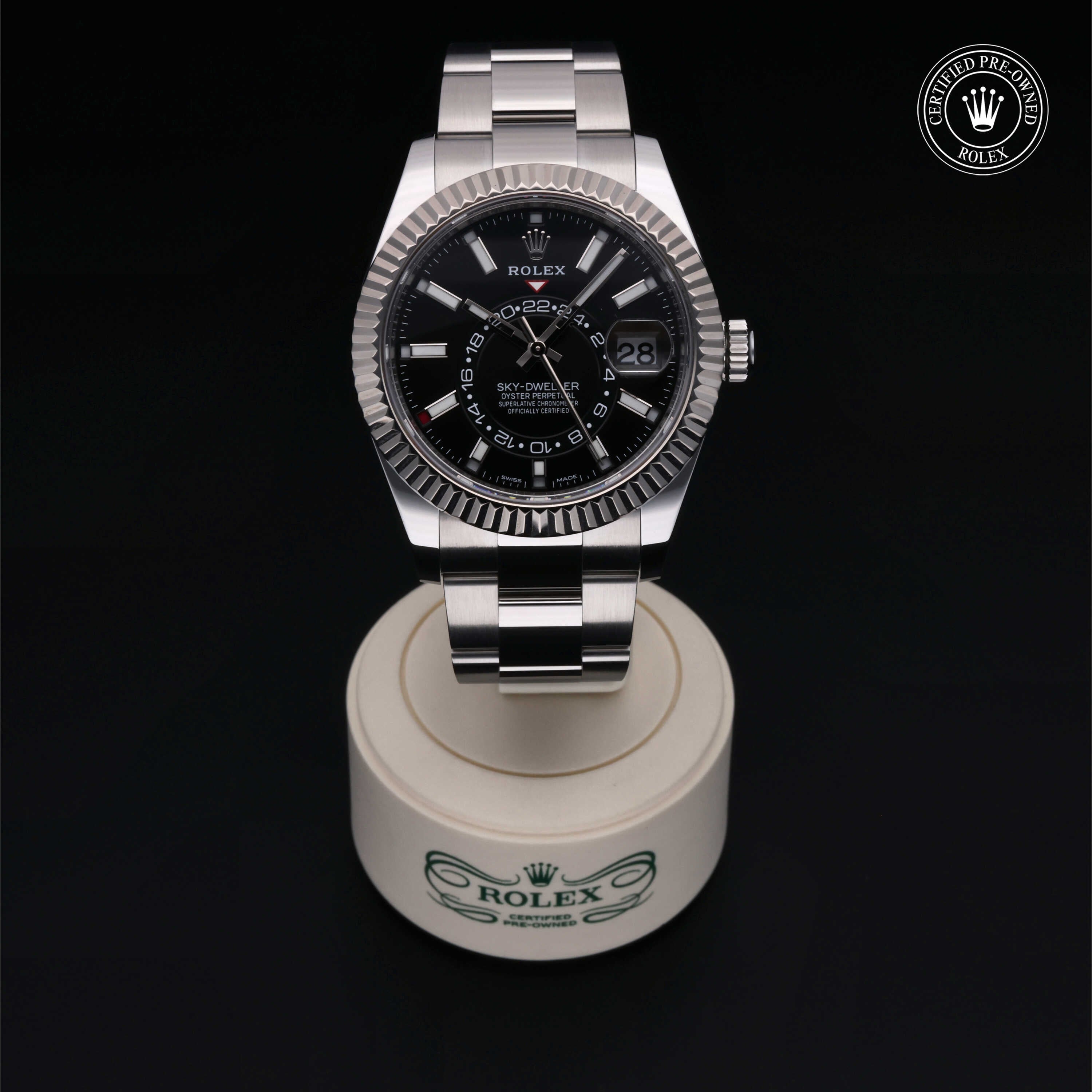 Rolex Certified Pre-owned Sky-Dweller M326934-0005 front on black background