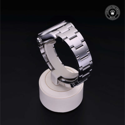 Rolex Certified Pre-owned Oyster Perpetual M126000-0007 front on black background