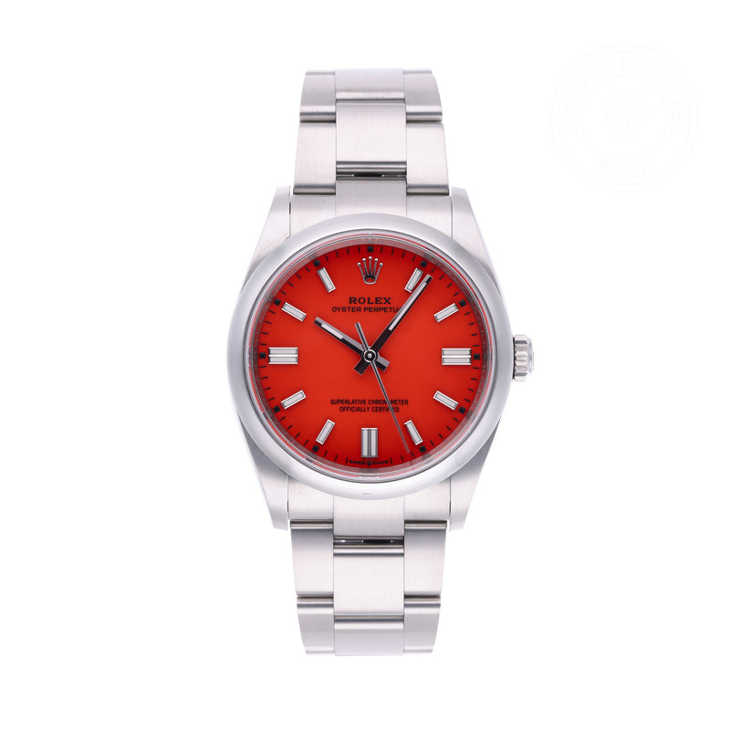 Rolex Certified Pre-owned Oyster Perpetual M126000-0007 front on white background
