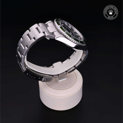 Rolex Certified Pre-owned Submariner Date M16610LV-0002 front on black background