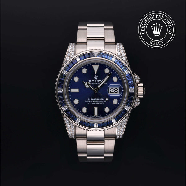 Rolex Certified Pre-owned Submariner Date M116659SABR-0001 front on black background