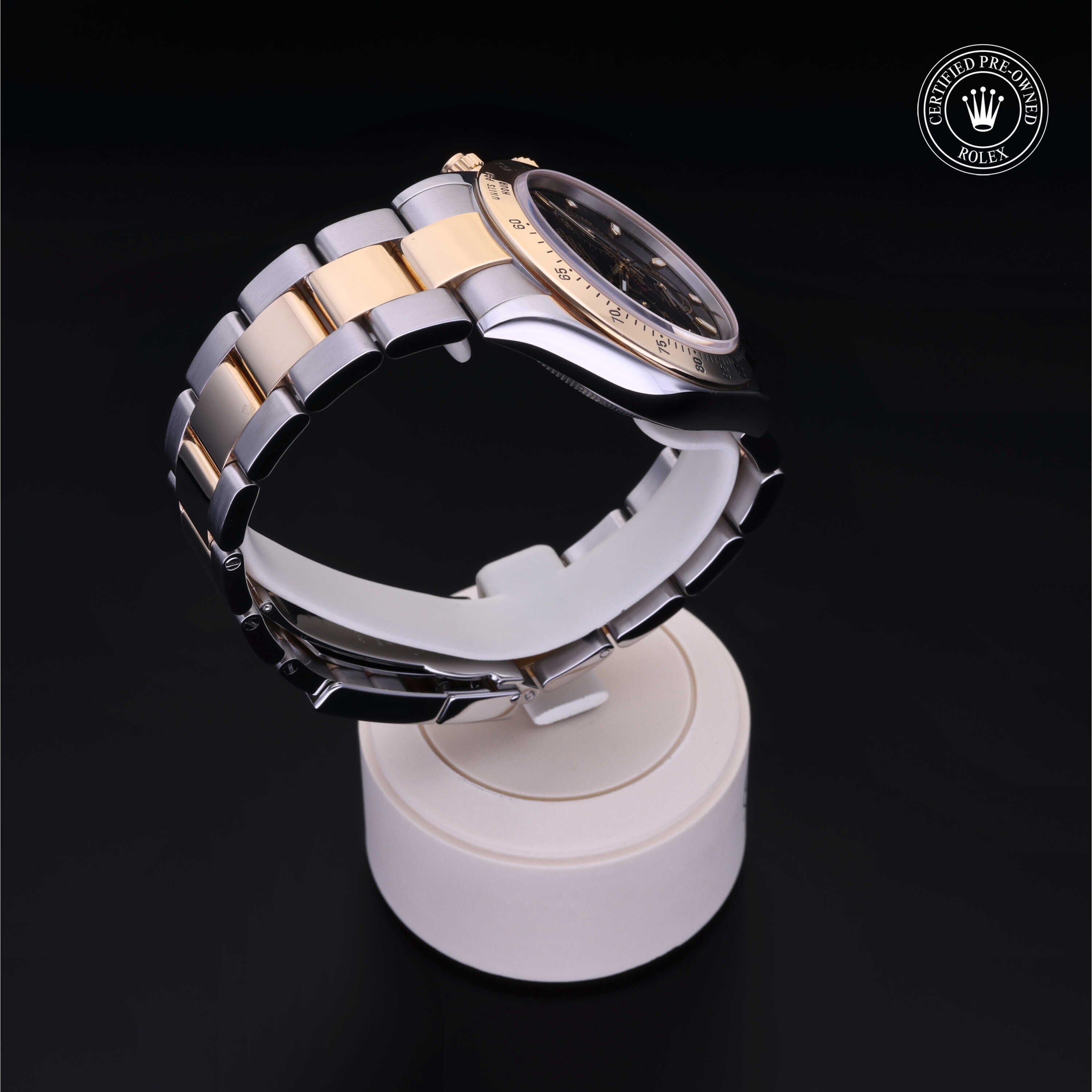 Rolex Certified Pre-owned Daytona M116523-0028 front on black background