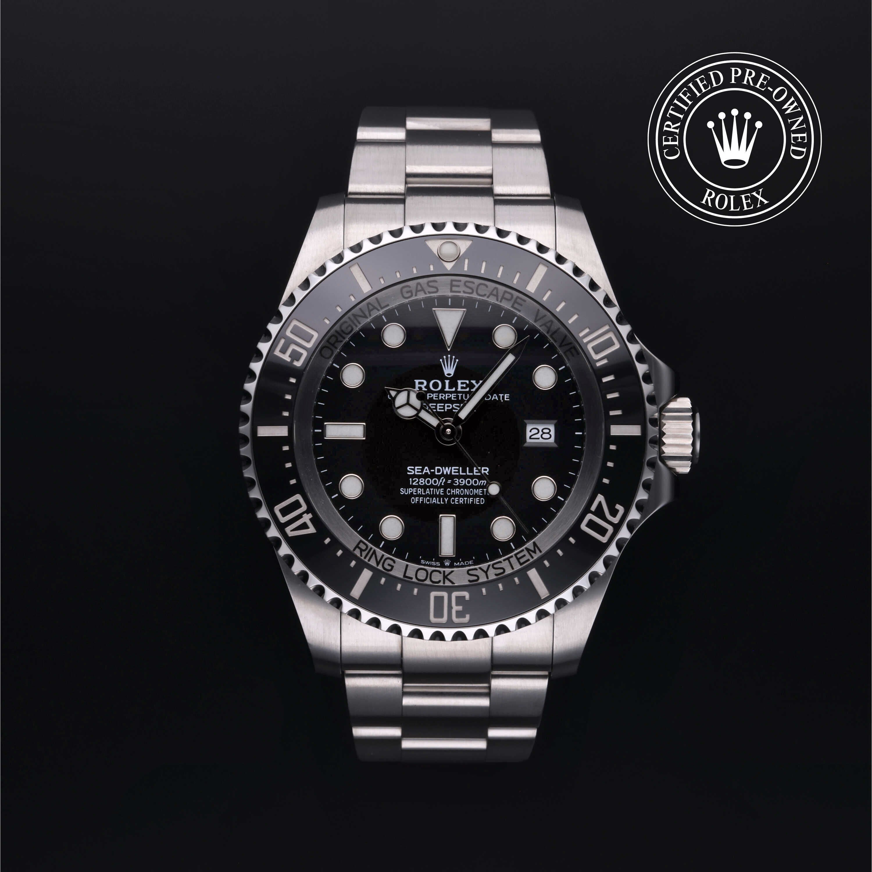 Rolex Certified Pre-owned Deep Sea M126660-0001 front on black background