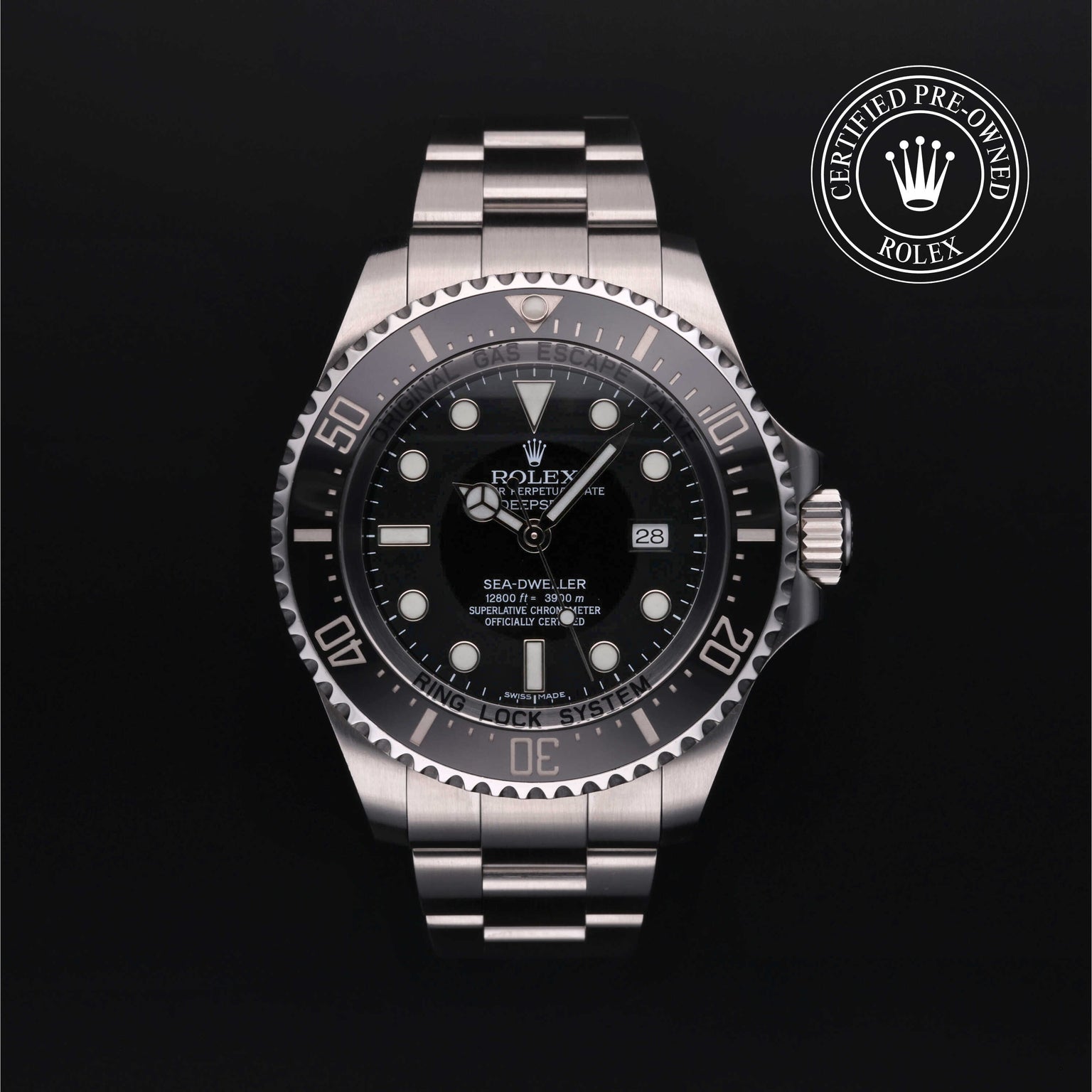 Rolex Certified Pre-owned Sea-Dweller M116660-0001 front on black background