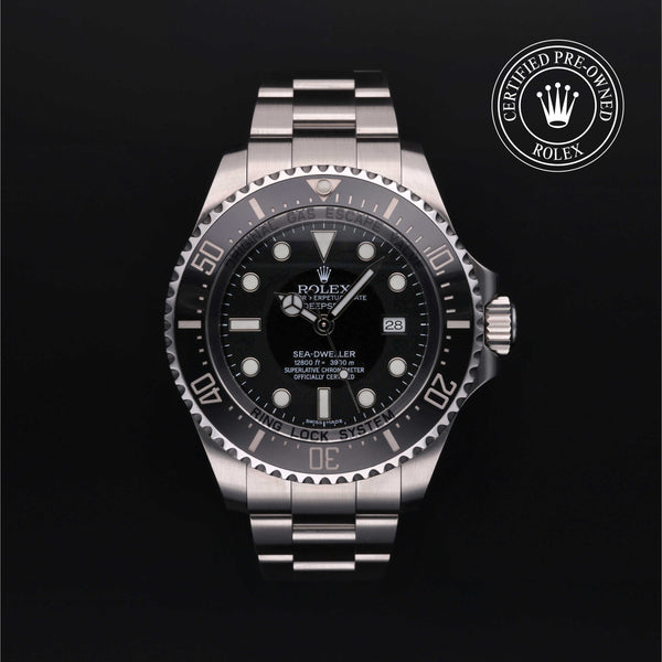 Rolex Certified Pre-owned Sea-Dweller M116660-0001 front on black background