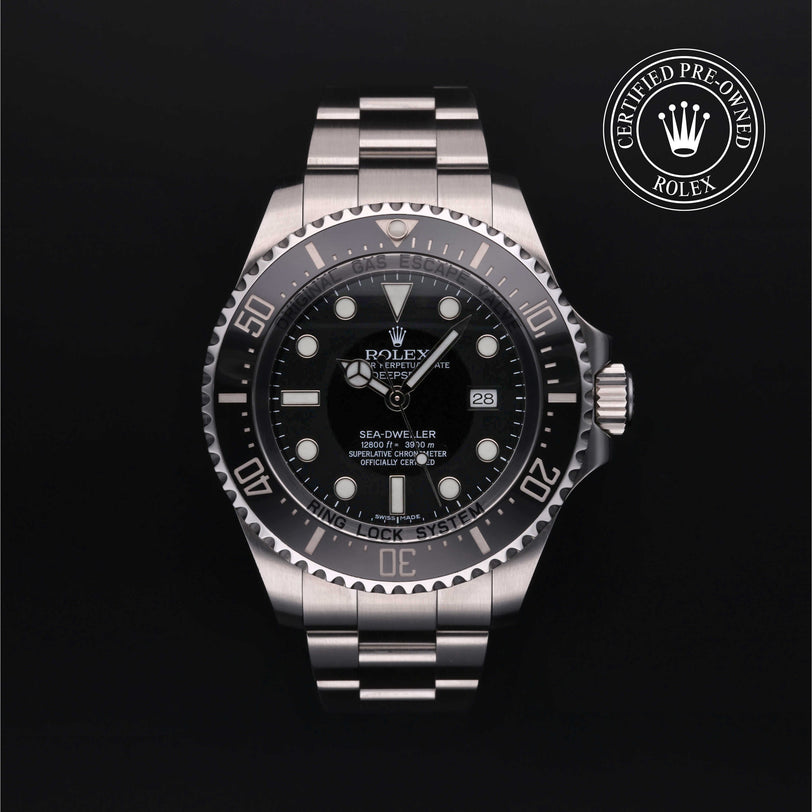Rolex Certified Pre-owned Sea-Dweller M116660-0001 front on black background