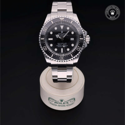 Rolex Certified Pre-owned Sea-Dweller M116660-0001 front on black background