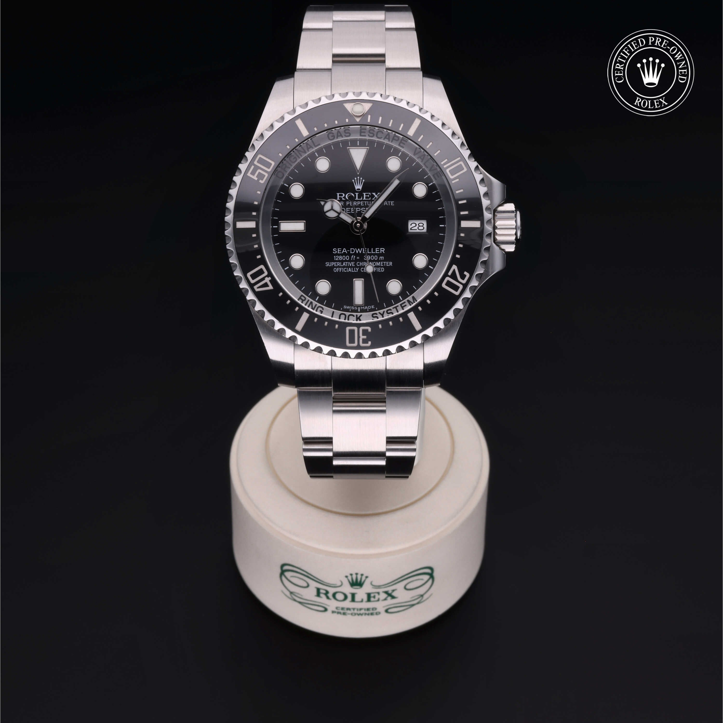 Rolex Certified Pre-owned Sea-Dweller M116660-0001 front on black background