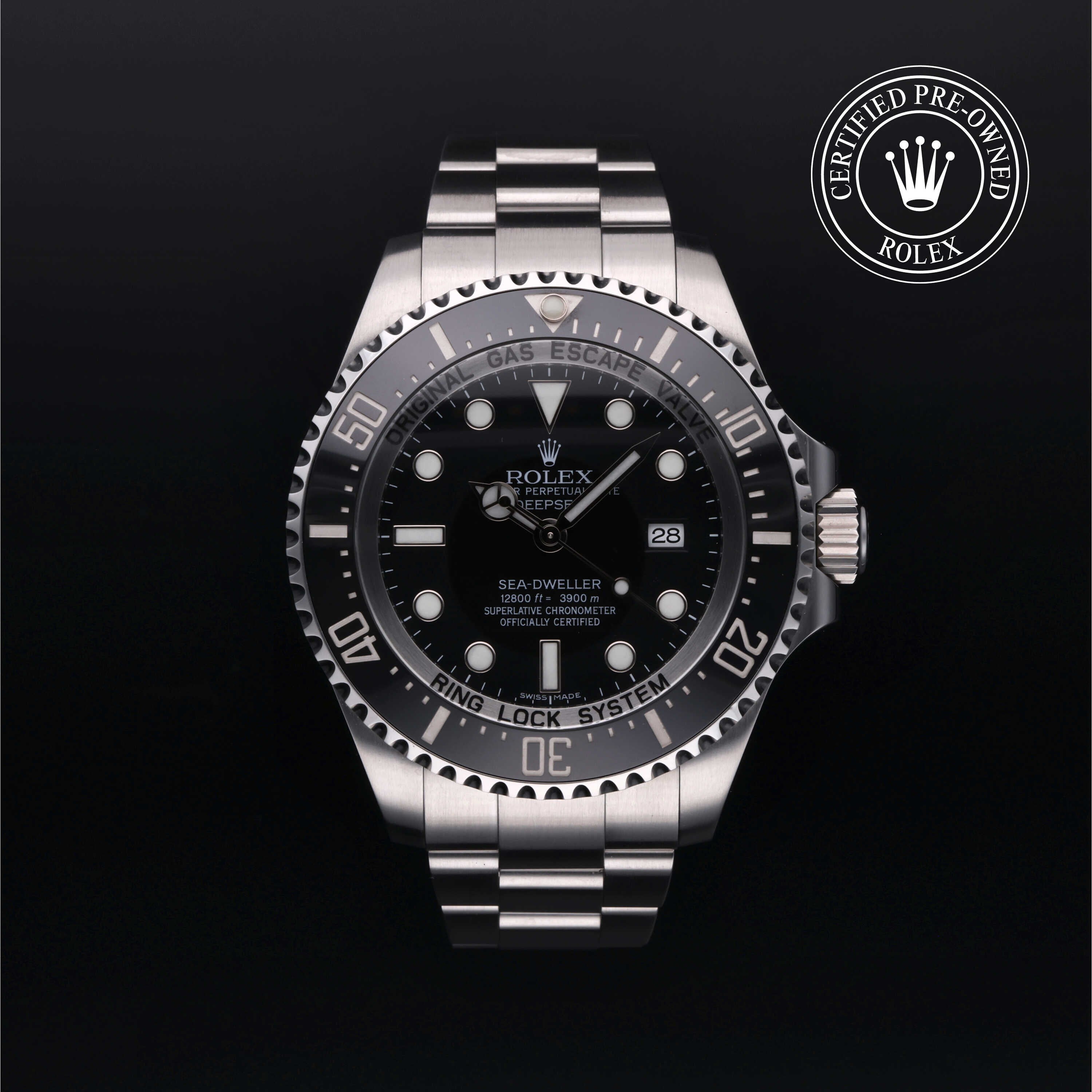 Rolex Certified Pre-owned Deep Sea M116660-0001 front on black background