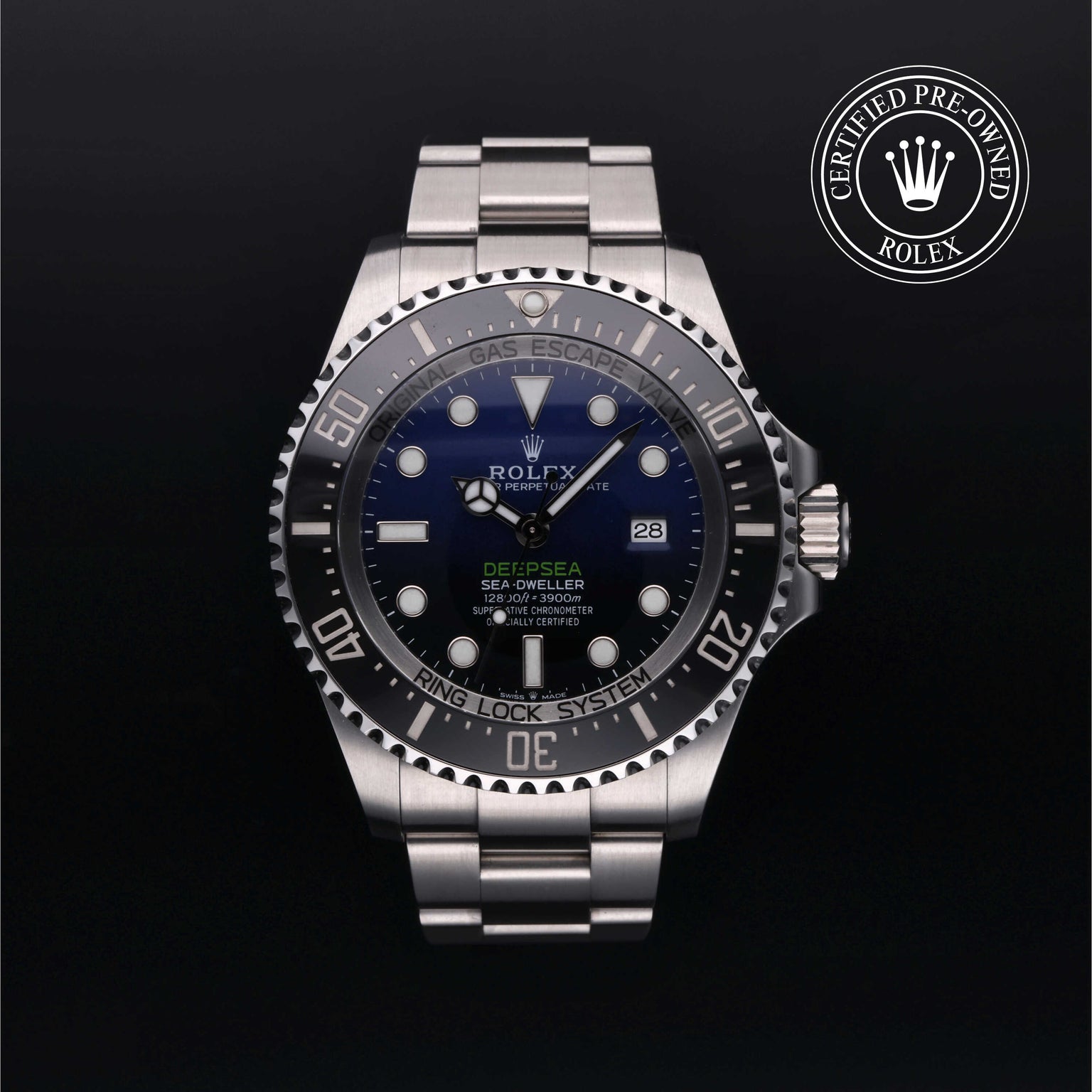 Rolex Certified Pre-owned Deep Sea M126660-0002 front on black background