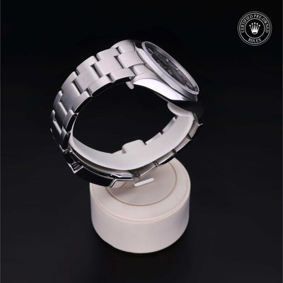 Rolex Certified Pre-owned Explorer M214270-0001 front on black background