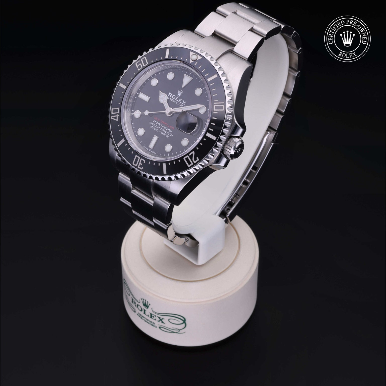 Rolex Certified Pre-owned Sea-Dweller M126600-0001 front on black background