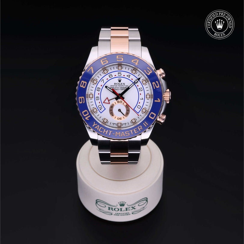 Rolex Certified Pre-owned Yacht-Master II M116681-0001 front on black background