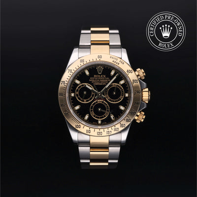 Rolex Certified Pre-owned Daytona M116523-0039 front on black background