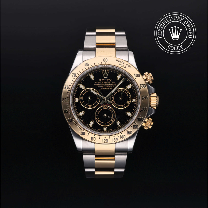 Rolex Certified Pre-owned Daytona M116523-0039 front on black background