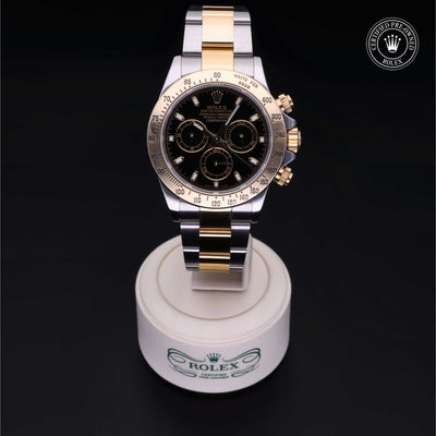 Rolex Certified Pre-owned Daytona M116523-0039 front on black background