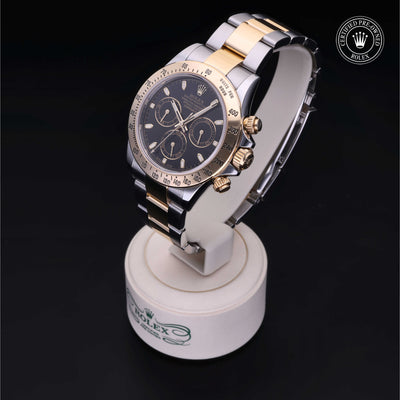 Rolex Certified Pre-owned Daytona M116523-0039 front on black background